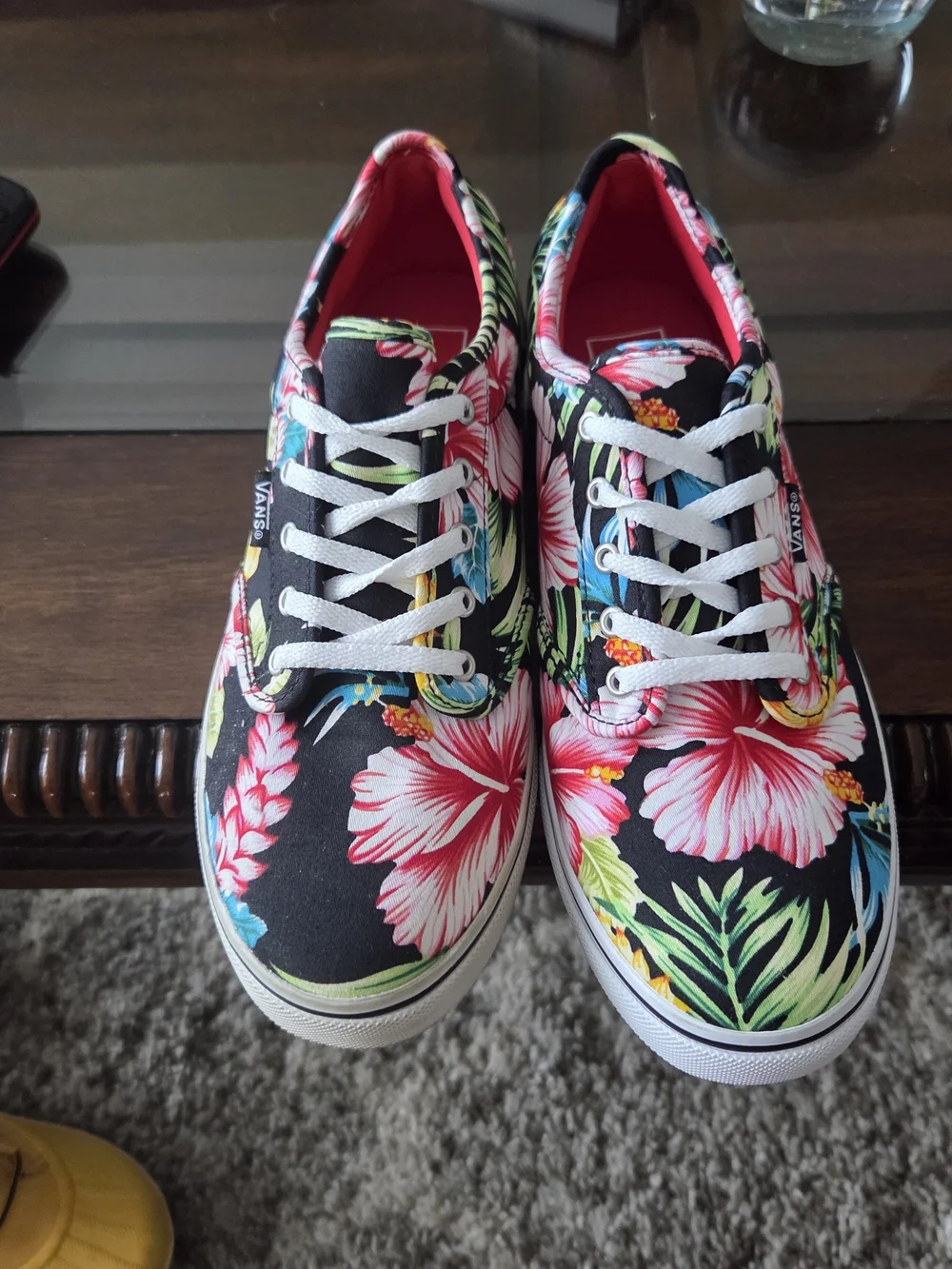 Vans Womens Floral Canvas Lace-Up Sneakers - Black Multi